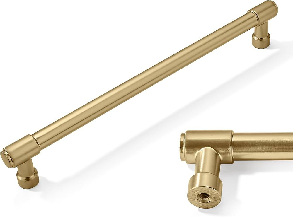 2 Pack 8 Inch Kitchen Cabinet Handles Brushed Gold Cabinet Pulls Satin Brass Drawer Pulls Kitchen... | Amazon (US)