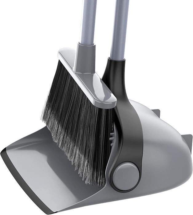 MR.SIGA Broom and Dustpan Set with Adjustable Long Handle, Gray | Amazon (US)