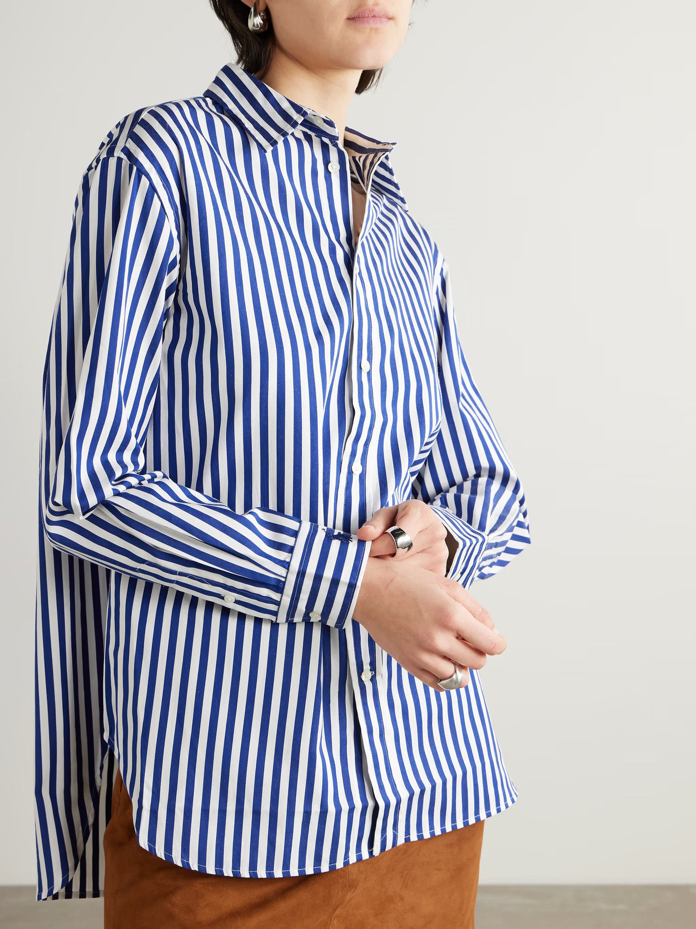Embroidered striped cotton-poplin shirt | NET-A-PORTER (US)
