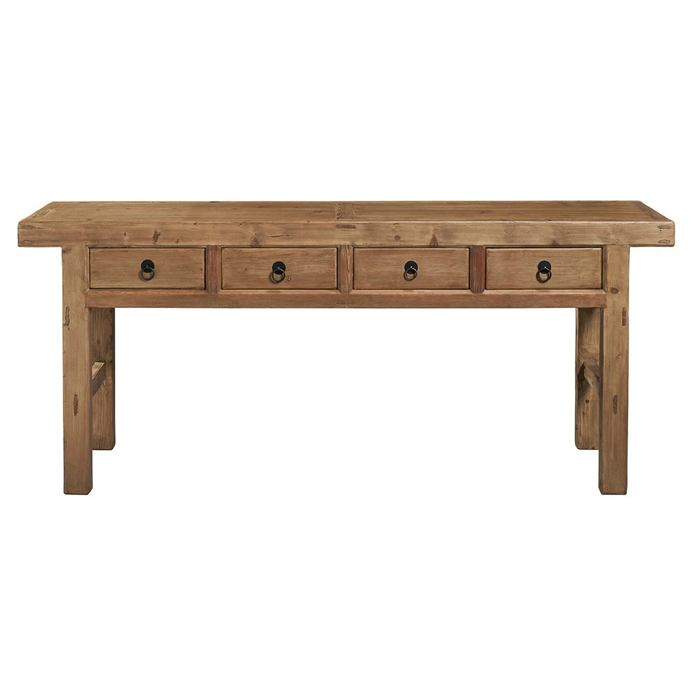 Reynold Rustic Lodge Brown Reclaimed Wood Rectangular Console Table | Kathy Kuo Home