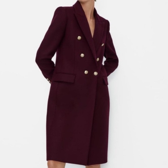 Zara Manteco Burgundy Wool Blend Blogger Coat | Poshmark