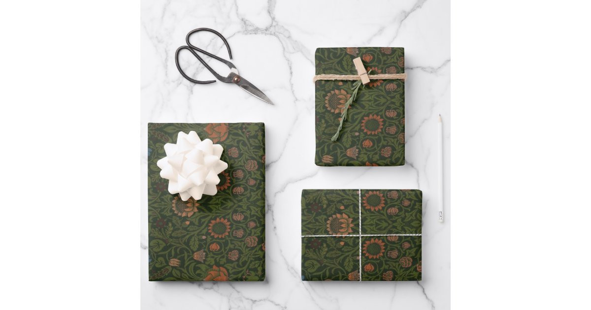Vintage Floral William Morris Violet Columbine Wrapping Paper Sheets | Zazzle | Zazzle