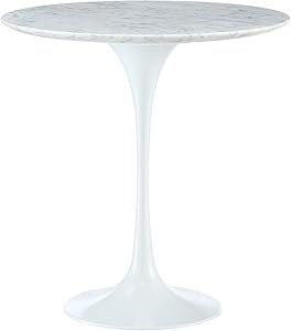 Modway Lippa Mid-Century Modern 20" Round Artificial Marble Side Table in White | Amazon (US)