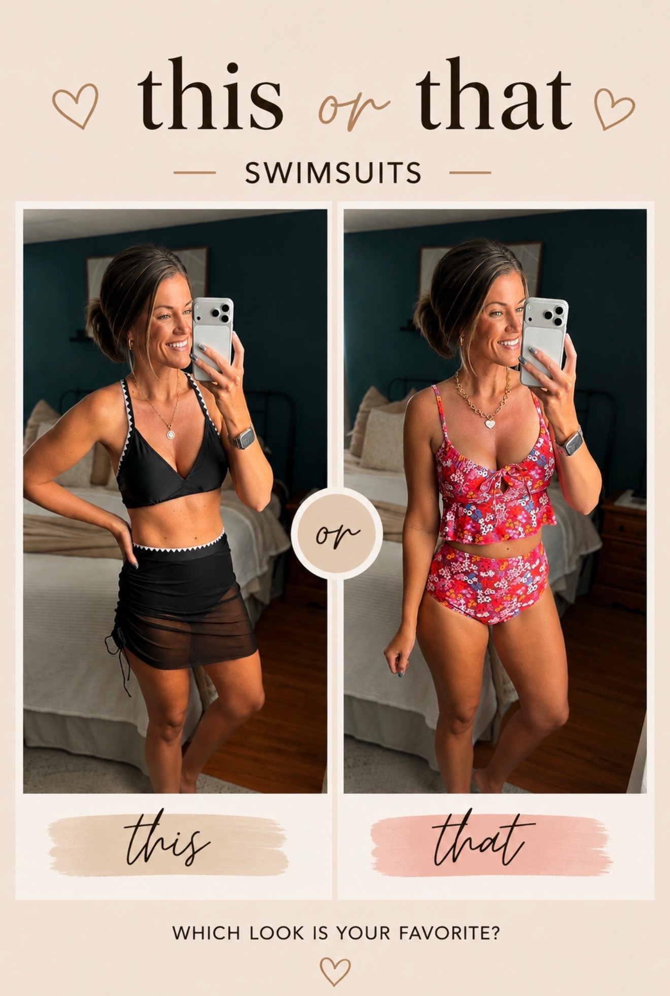 Modest two pice swimsuit options. 

Wearing medium in both.

#LTKSwim #LTKSeasonal #LTKmomlife