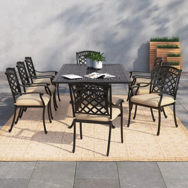 9-Piece Patio Dining Set with Cushions and 44 X 84'' Rectangular Dining Table | Wayfair North America