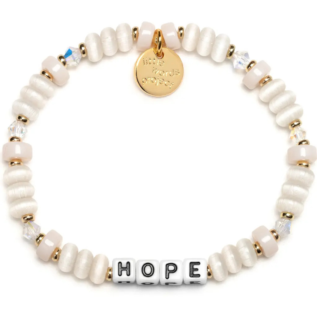 Little Words Project Hope Beaded Stretch Bracelet in White at Nordstrom, Size Small | Nordstrom