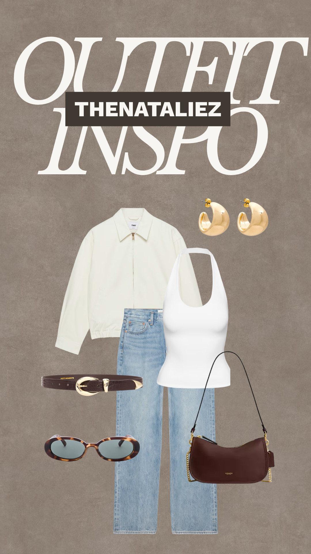 Spring outfit inspo from Aritzia featuring a white bomber jacket. Paired with a brown coach bag and baggy jeans.  

 #LTKootd #LTKSeasonal #LTKU