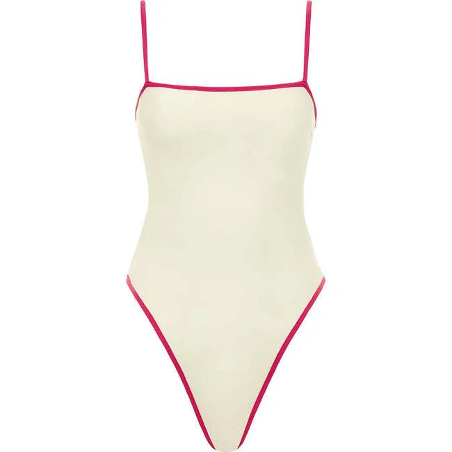 Montce Swim | Jacelyn One-Piece, (Cream Raspberry, Size Large) | Maisonette | Maisonette