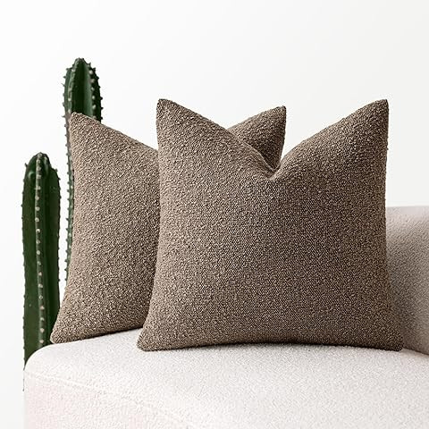 Foindtower Set of 2, Decorative Textured Boucle Throw Pillow Covers Accent Solid Pillow Cases Neu... | Amazon (US)