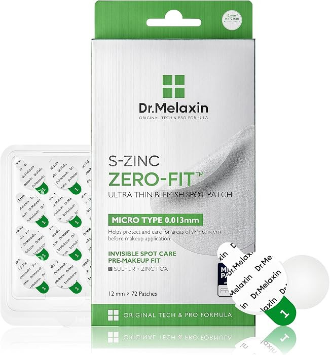Dr.Melaxin S-ZINC ZERO-FIT Ultra Thin Blemish Spot Patch 0.013mm Invisible Pimple Stickers with S... | Amazon (US)