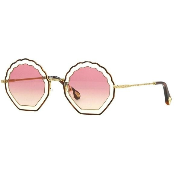 NEW Chloé Tally 56mm Sunglasses Rose Gradient Ombre Gold Cutout Scallop Seashell | eBay US
