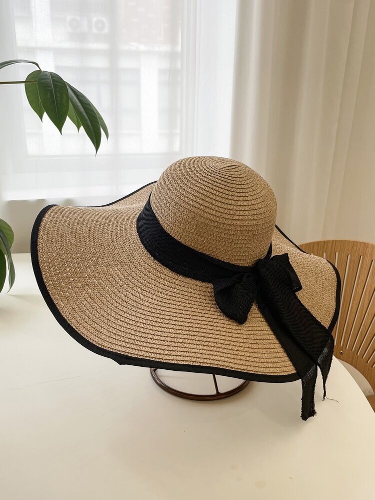 Twilly Scarf Decor Wide Brim Hat | SHEIN