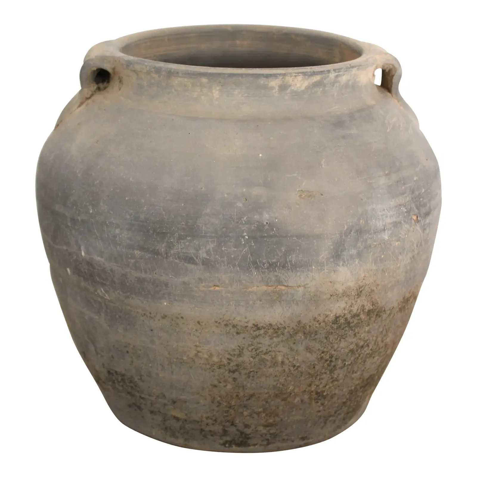 Vintage Weathered Matt Gray Cache Pot | Chairish