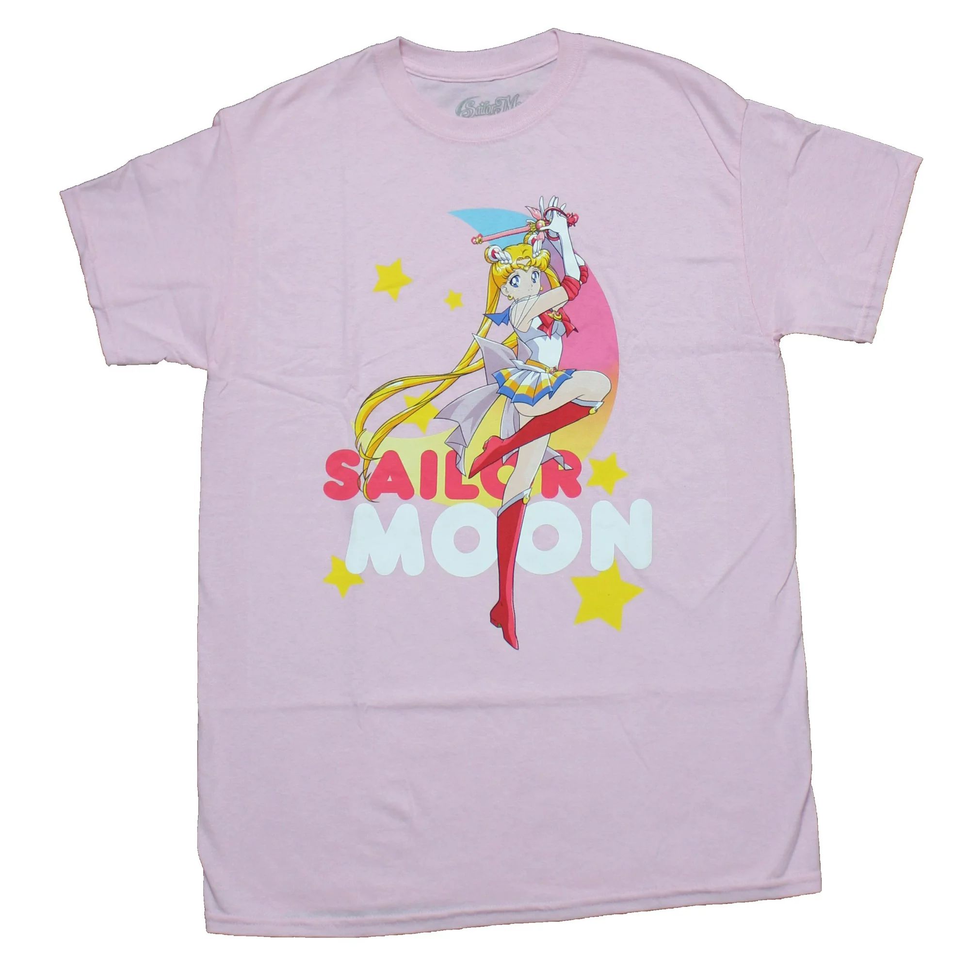 Sailor Moon Mens T-Shirt - One Legged Pose Arms Up Over Logo | Walmart (US)