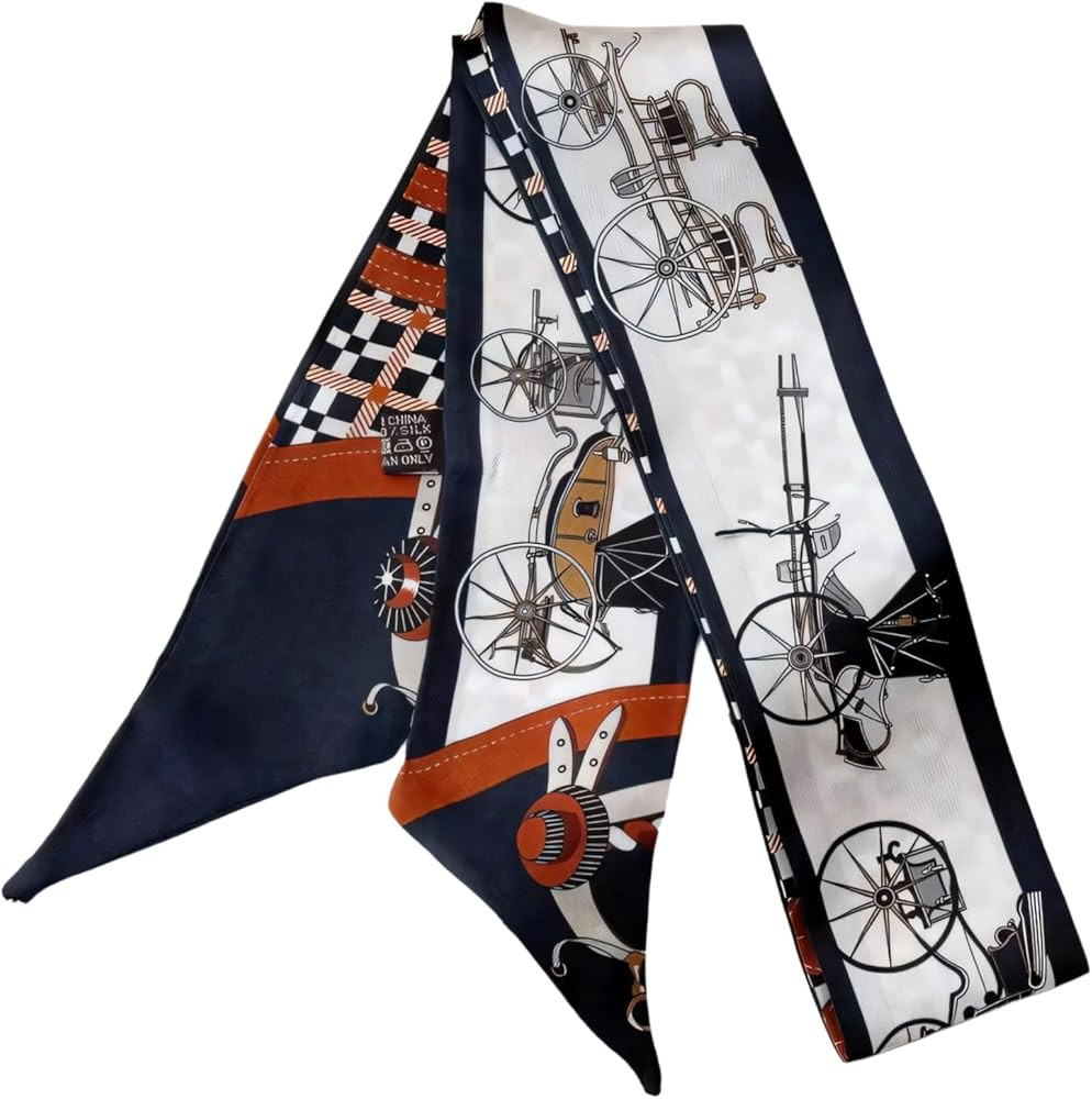 100% Mulberry Silk Scarf for Handbags,Bags, and Purses,1Pcs 2"x35" Hair Ribbon Skinny Neck Scarve... | Amazon (US)