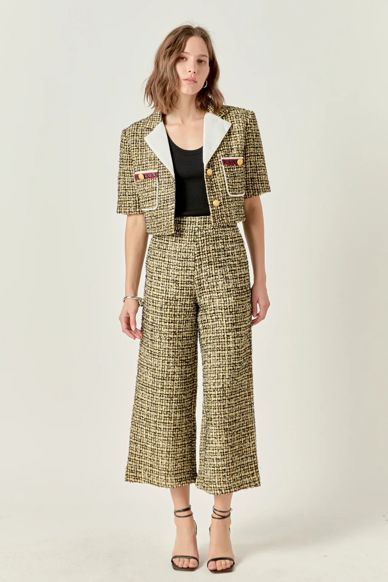 Premium Cropped Tweed Jacket | English Factory