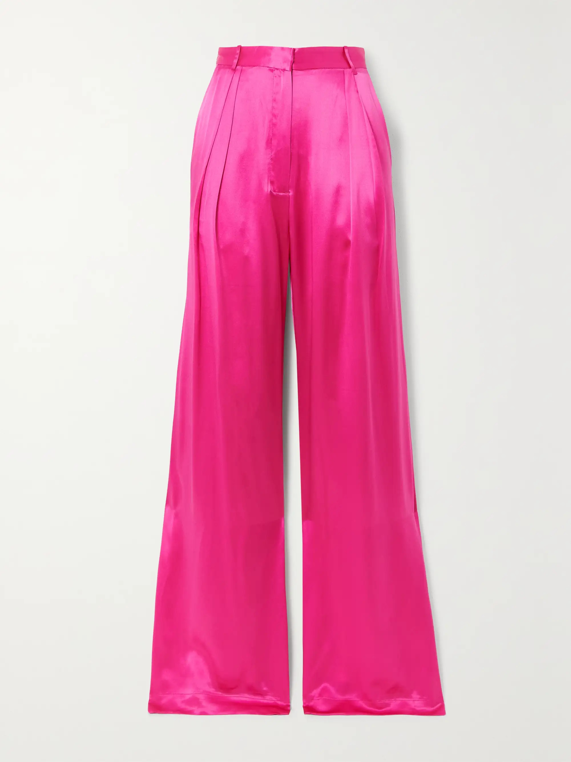 Pleated silk-satin wide-leg pants | NET-A-PORTER APAC