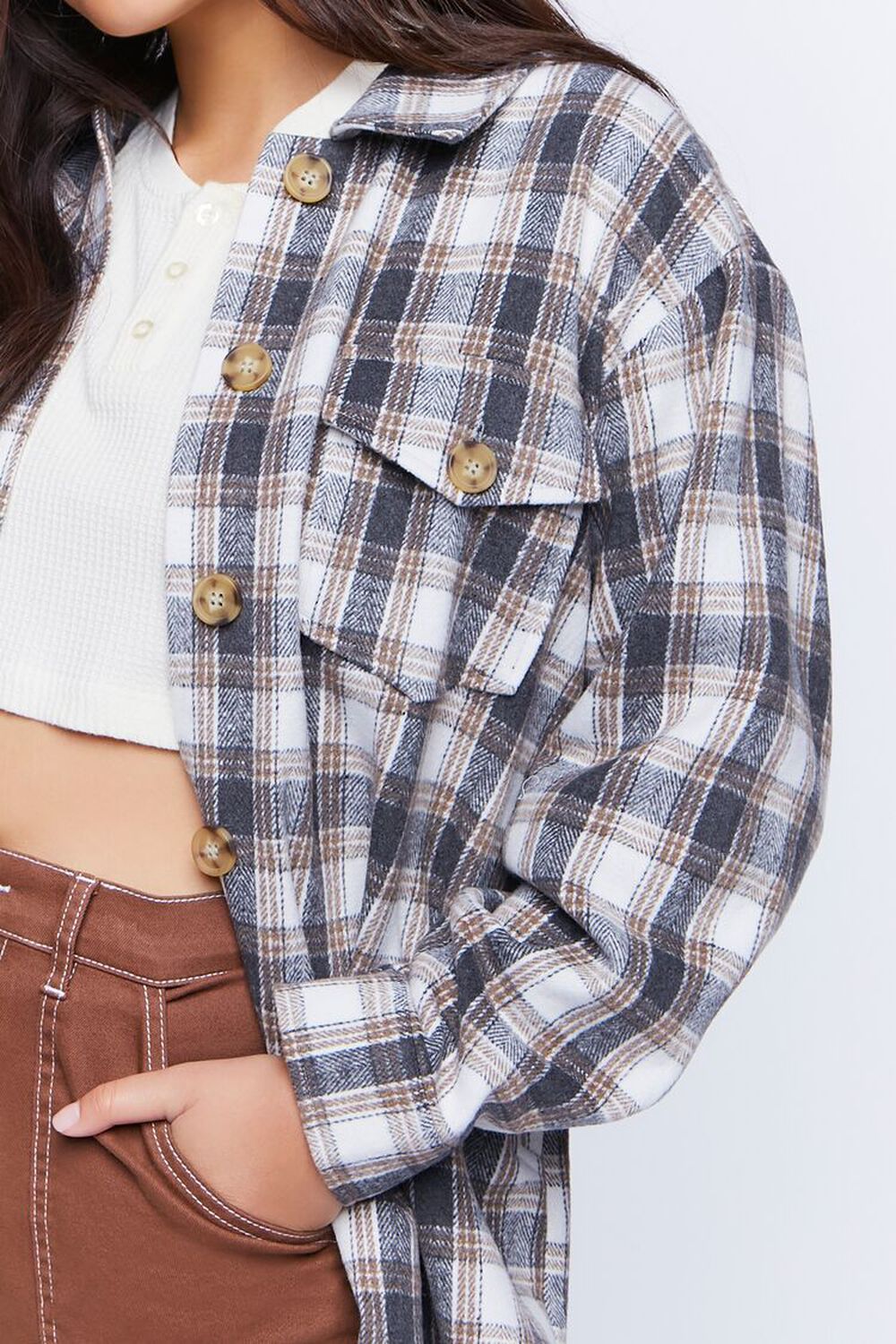 Plaid Drop-Sleeve Shacket | Forever 21 (US)