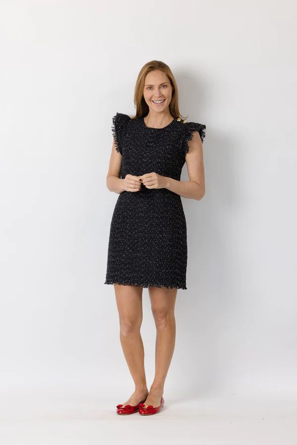 Sparkle Tweed Flutter Sleeve Dress | Sail to Sable