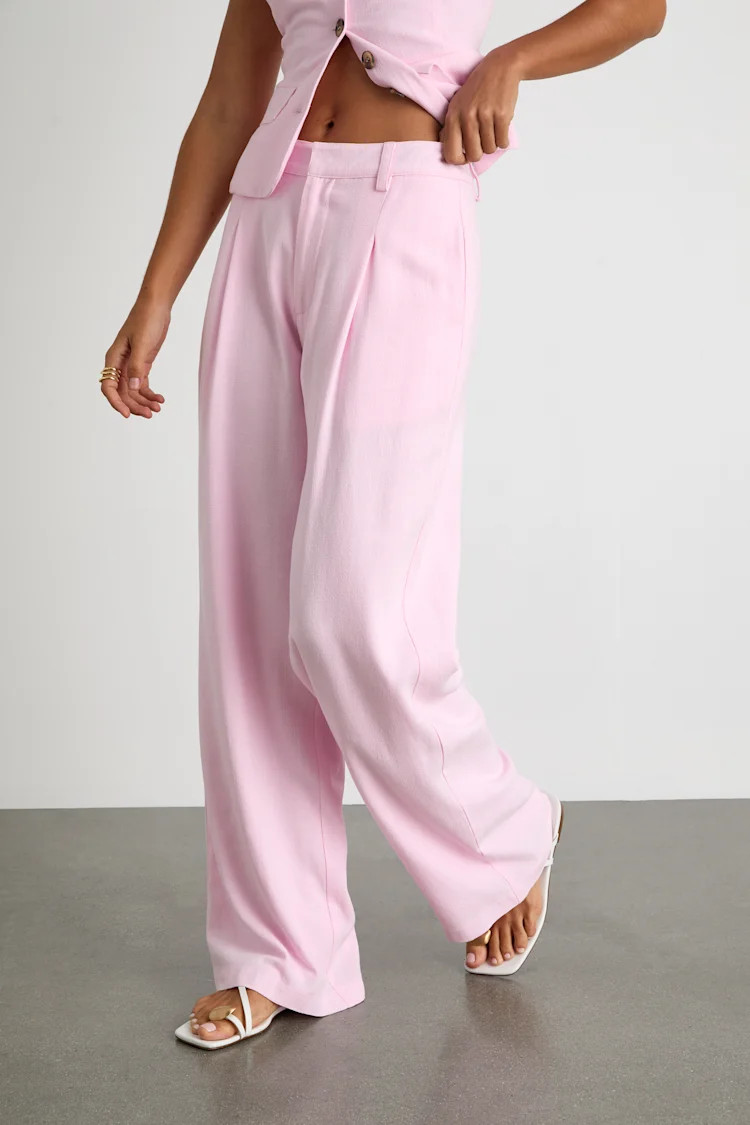 Tawny Light Pink Mid-Rise Straight Leg Pants | Lulus