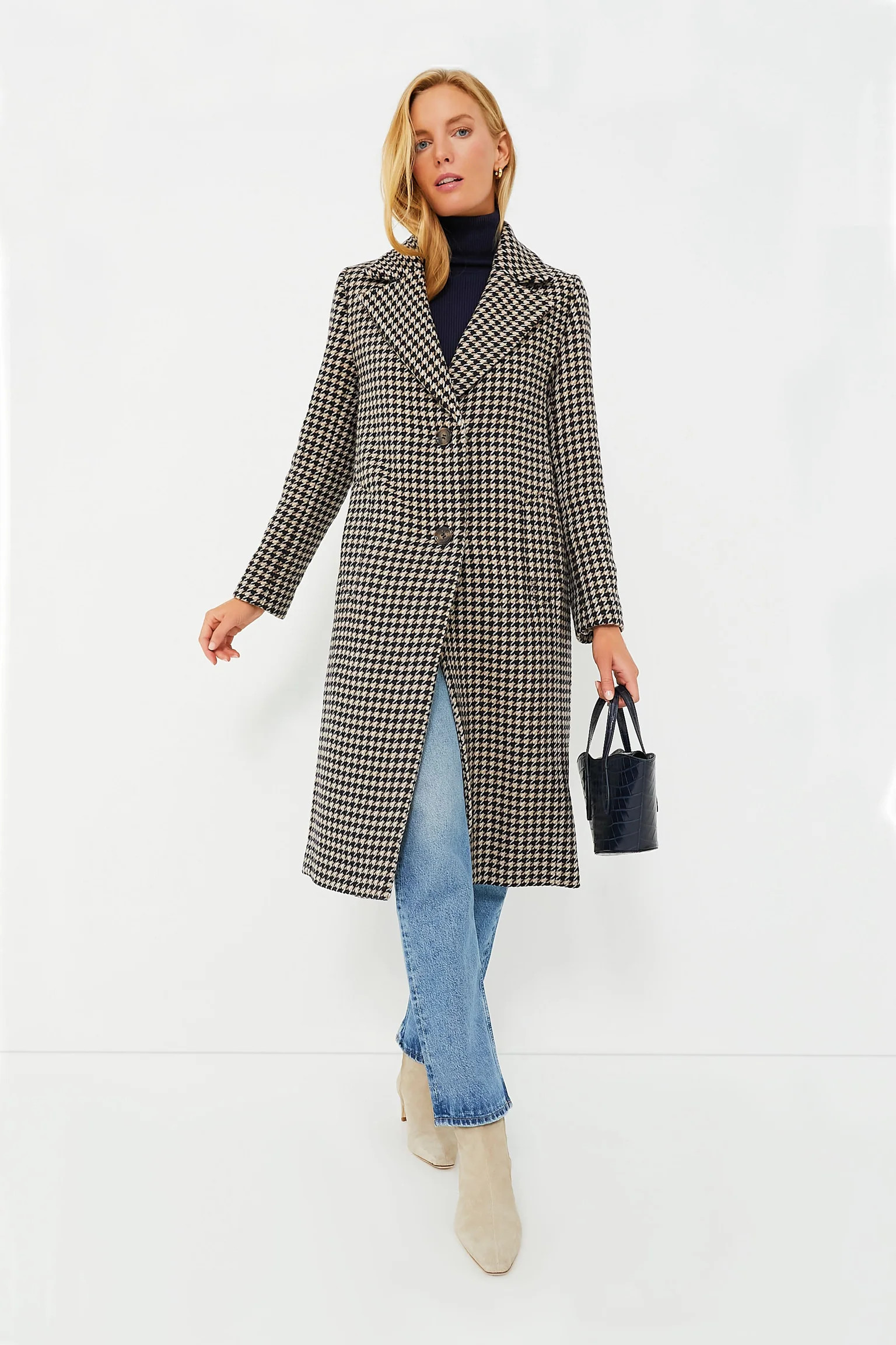 Light Fawn Houndstooth Angelina Wool Jacket | Tuckernuck (US)