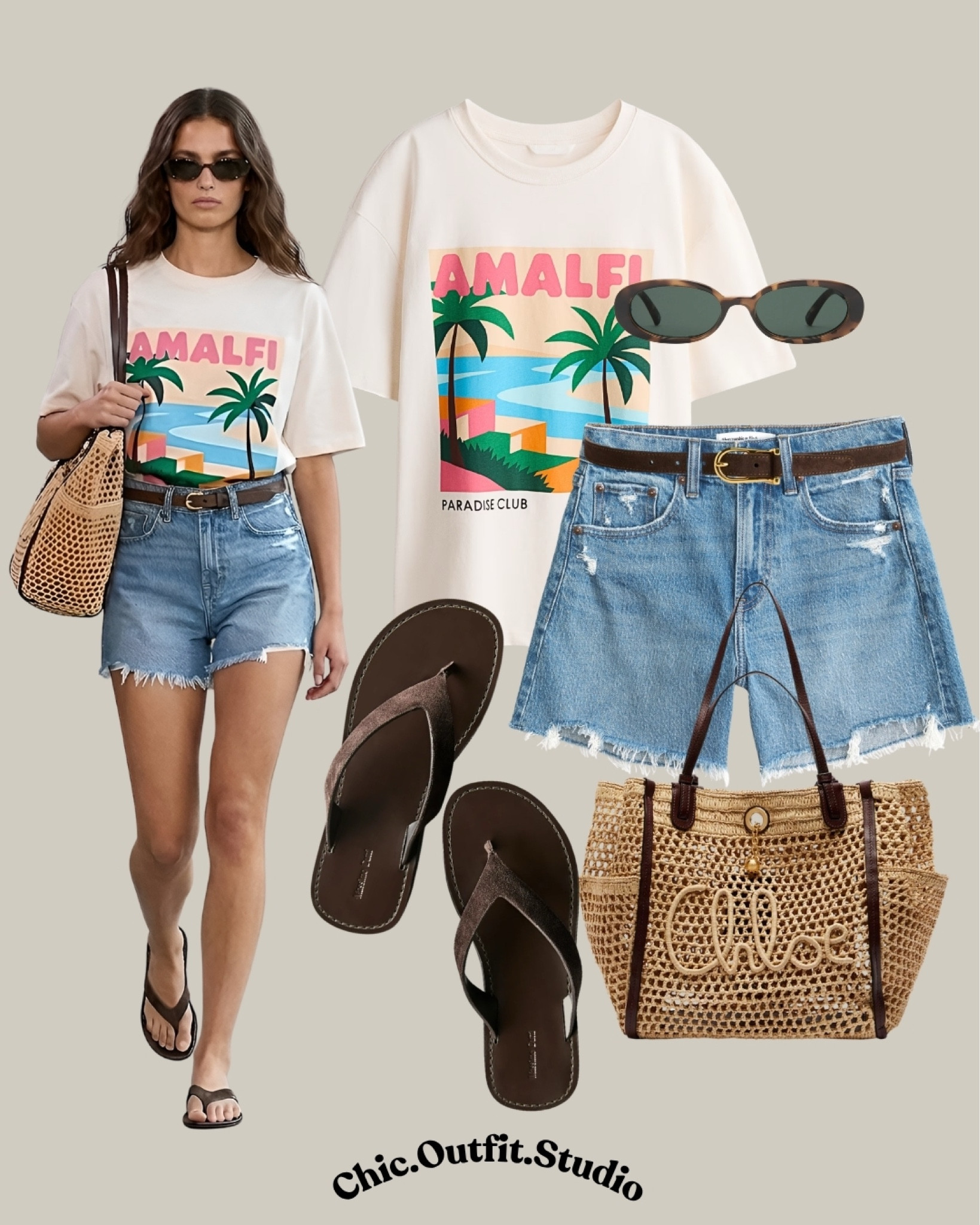 Amalfi Tee & Denim Shorts Summer Look
💫A graphic Amalfi tee paired with relaxed denim shorts and minimal brown flip flops creates the ultimate effortless summer outfit. The woven straw tote adds that elevated coastal touch, making this look perfect for beach walks, summer city breaks, casual sightseeing, coffee runs, vacation mornings, or relaxed weekend lunches. 
💫Tags: Amalfi graphic tee outfit, denim shorts outfit women, casual summer outfit, European summer style, coastal chic outfit, vacation outfit ideas women, straw tote outfit, everyday summer basics, minimalist summer style, effortless summer outfit, chic casual outfit women, summer travel outfit, graphic tee styling, relaxed denim shorts look


#LTKsummer #LTKshoes #LTKbag