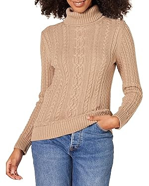 Amazon Essentials Women's Fisherman Cable Turtleneck Sweater (Available in Plus Size) | Amazon (US)