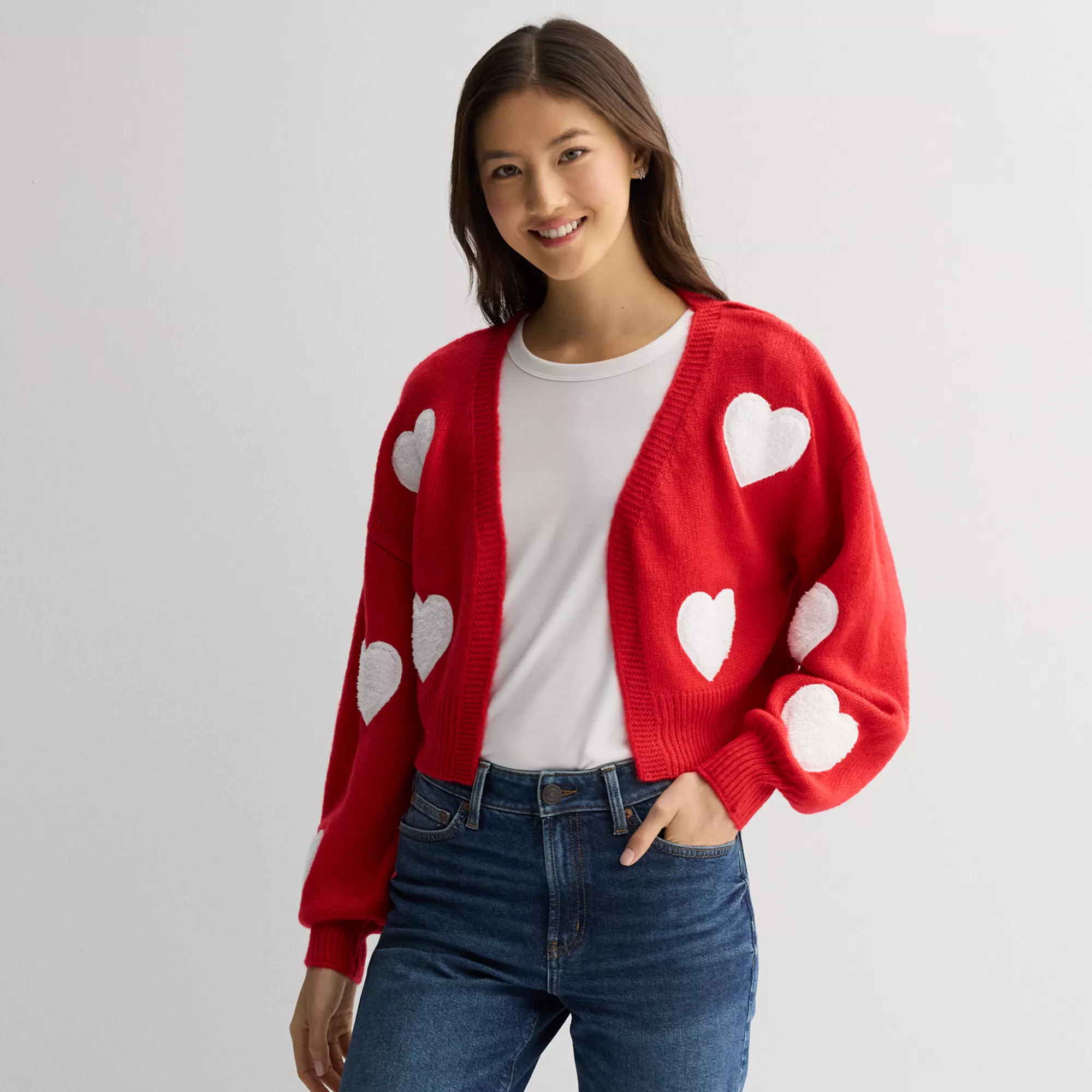 Women's FOREVER & EVER Heart Long Sleeve Shrug | Kohl's