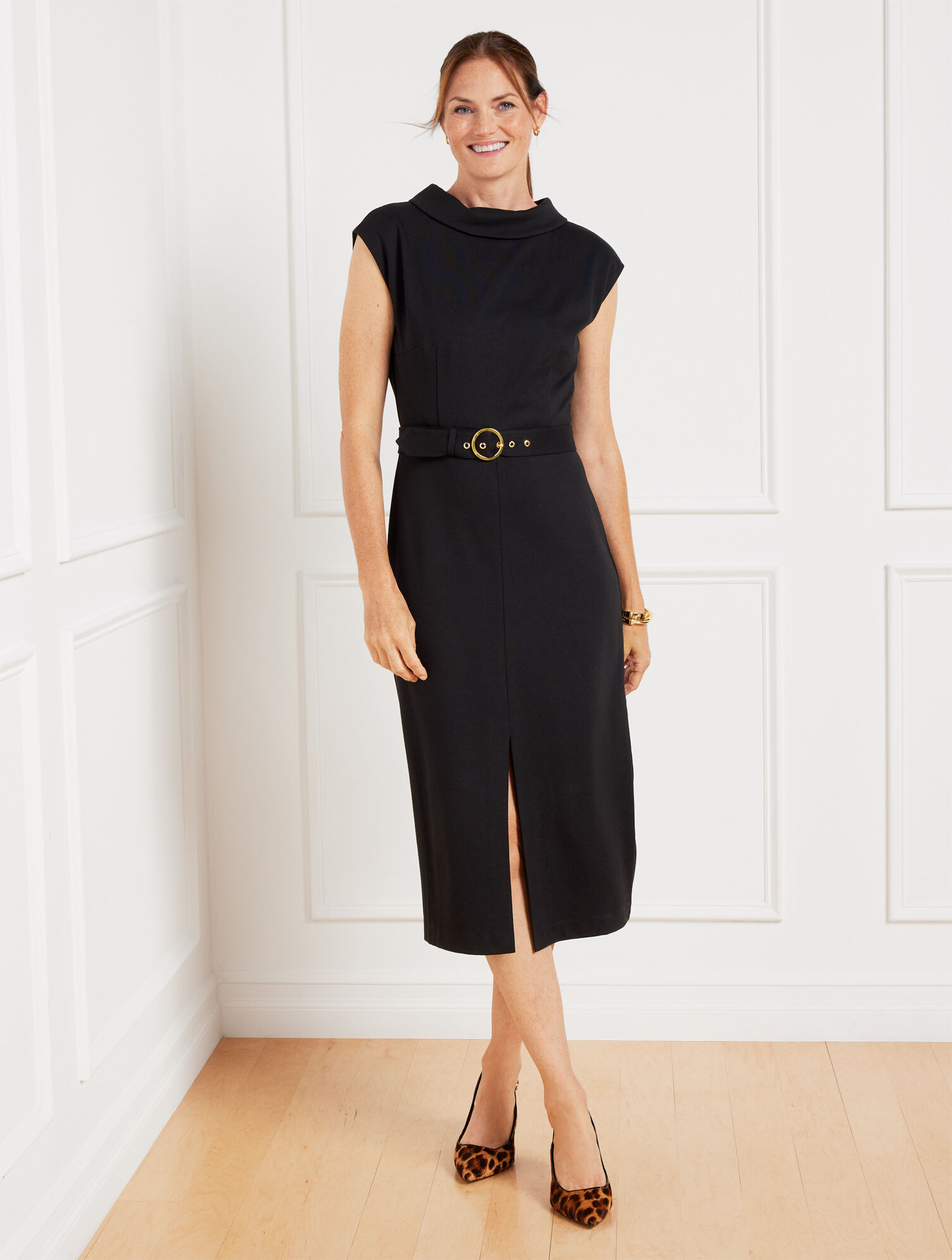 Luxe Ponte Belted Midi Dress | Talbots