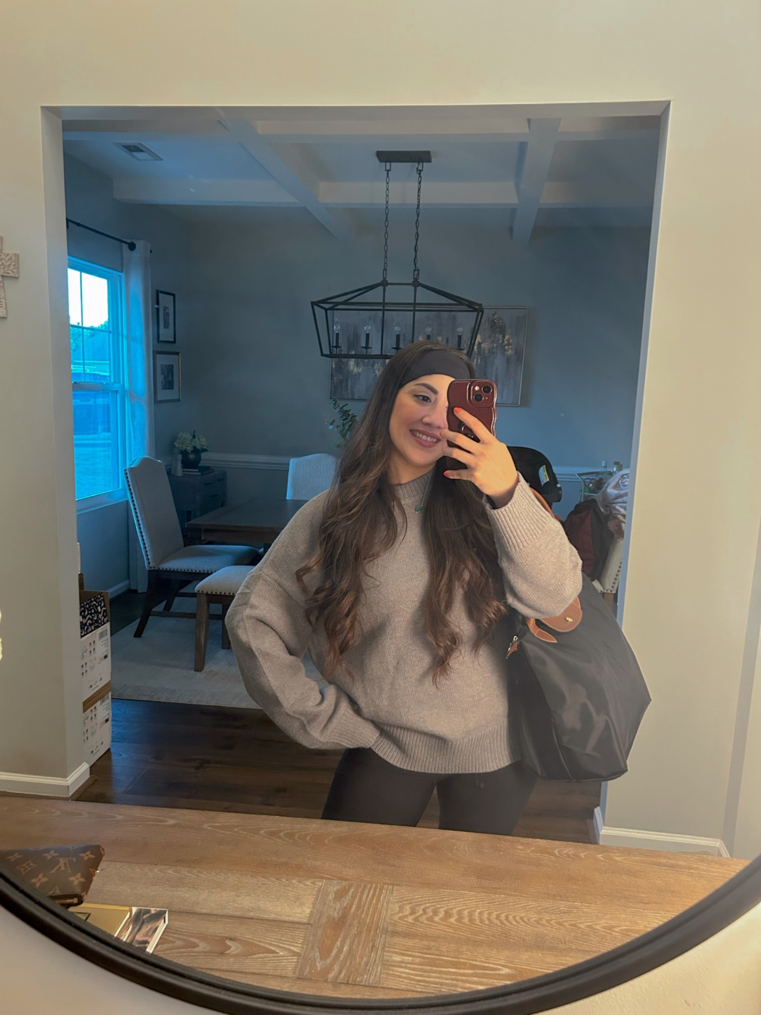 Headband
Cashmere blend sweater
Longchamp tote
Flared leggings
 Sambas Adidas

#LTKootd #LTKgrwm #LTKmomlife