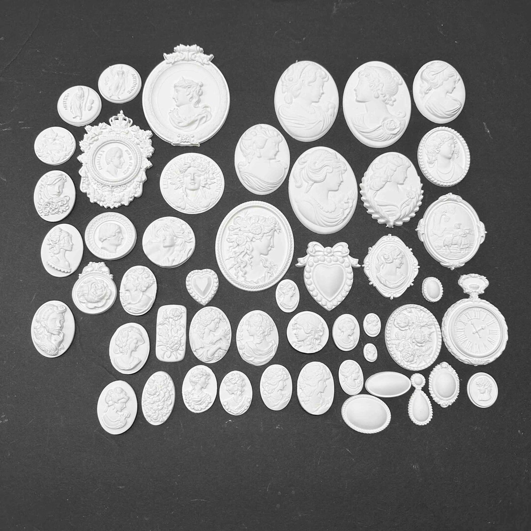 49-piece Cameo Set Victorian Ladies, Classical Figures Antique Molds Paintable Craft Blanks for D... | Etsy (US)