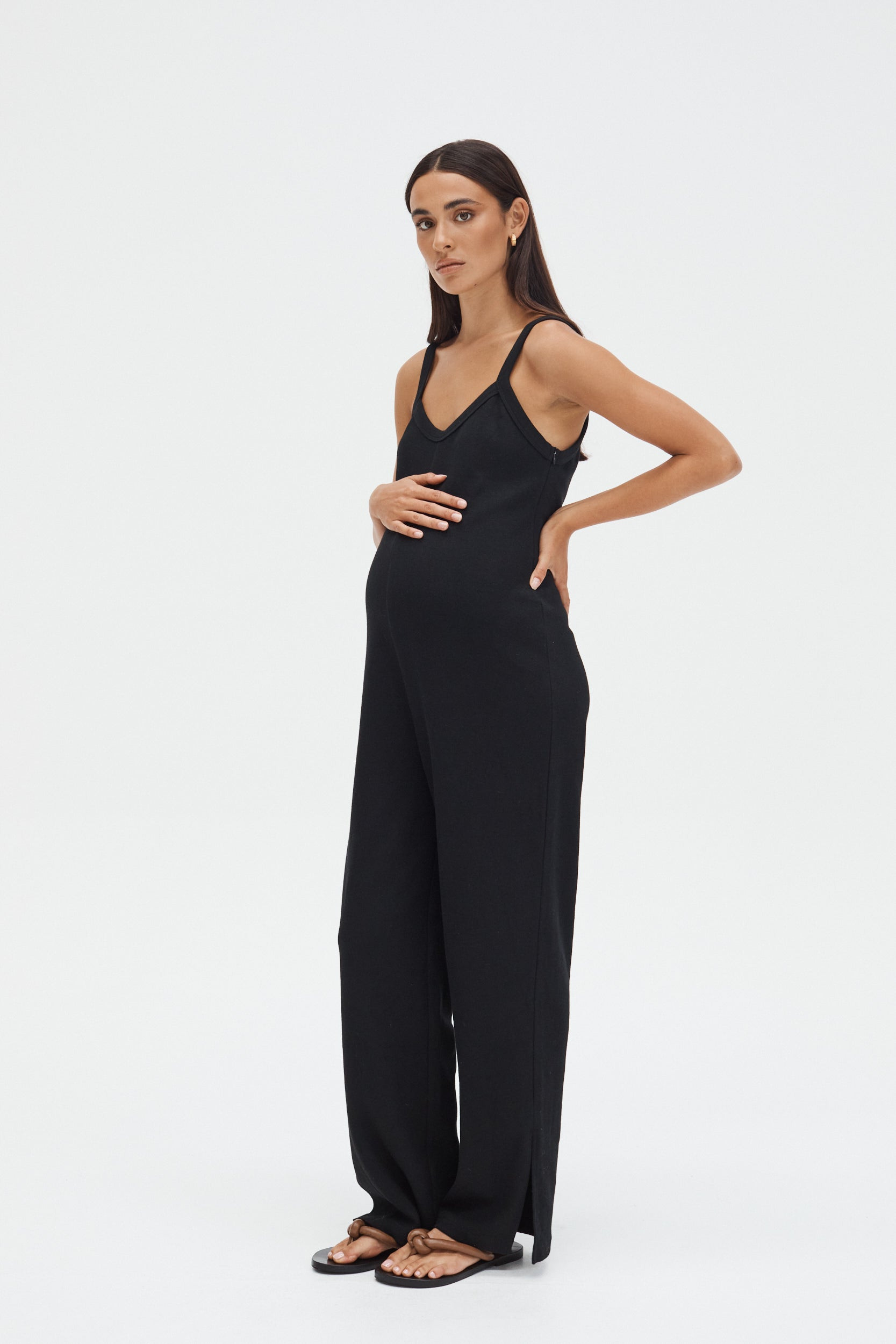 Hayman Rib Jumpsuit (Black) | Legoe Heritage Maternity