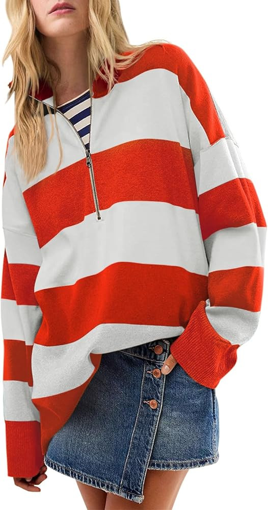 Yousify Oversized Womens Sweaters Fall 2025 Half Zipper Turtleneck Sweater Long Sleeve Tops S-2XL | Amazon (US)