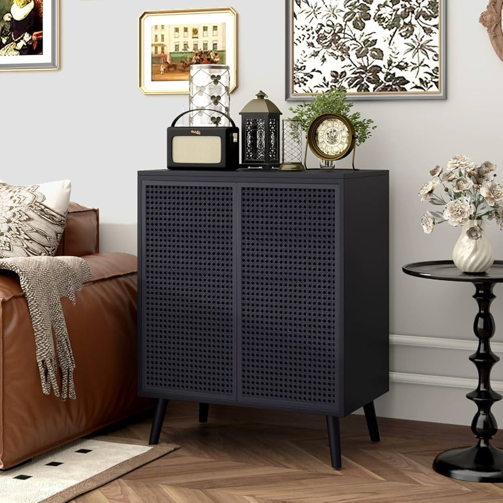 JZXSHD Buffet Cabinet, Metal Rattan Sideboard Buffet Cabinet Kitchen Storage Cabinet Accent Cabin... | Amazon (US)