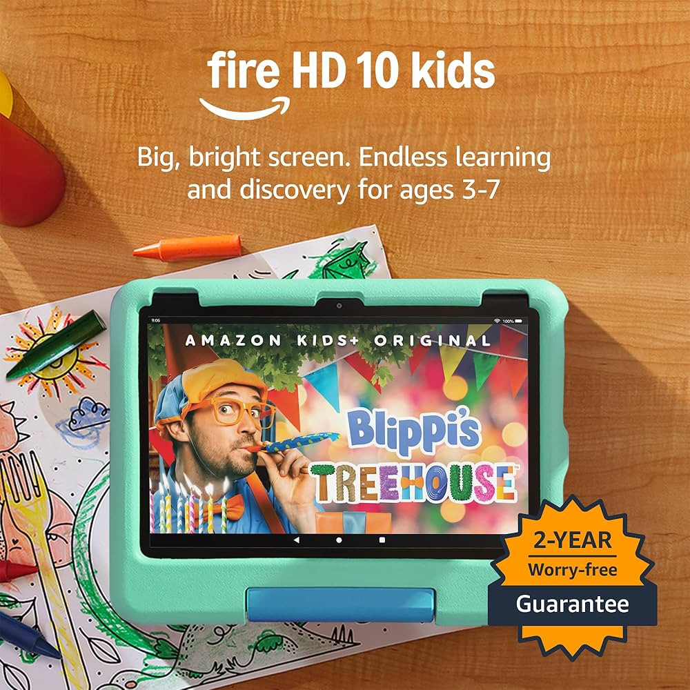 Amazon Fire HD 10 Kids tablet (newest gen) | ages 3–7, includes ads-free books, games, apps and... | Amazon (UK)