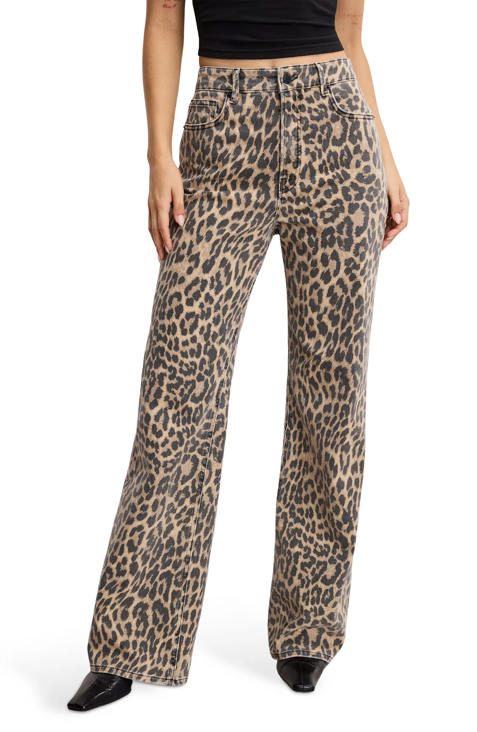 Good Standard Leopard Print Wide Leg Jeans | Nordstrom