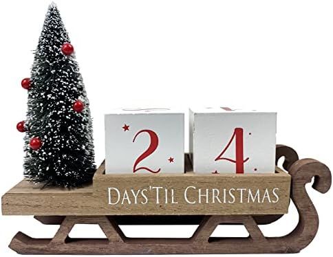 HOMirable Christmas Countdown Blocks Santa Sleigh Advent Calendar Christmas Tree Decorations Wood... | Amazon (US)