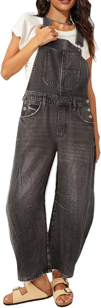 Barrel Overalls Jumpsuits for Women Casual Loose Baggy Jeans Pants Sleeveless Bib Jumpers with Po... | Amazon (US)