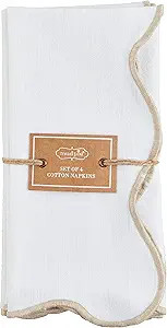 Mud Pie Scalloped Napkin Set, Taupe, 18" x 18" | Amazon (US)