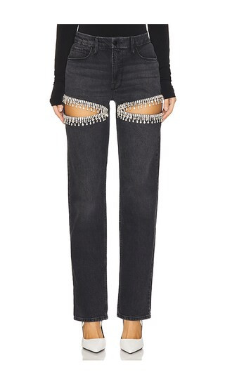 Good American Good Icon Straight Diamond Jeans in Black. - size 10 (also in 4, 6) | Revolve Clothing (Global)