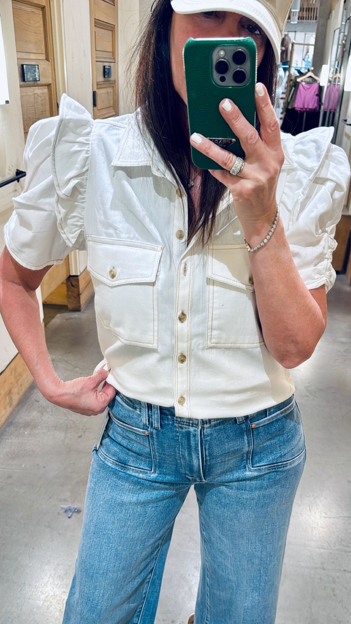 We all need a cute top to wear with fav jeans! 

Wearing small in the top and 28in the jeans. For reference I’m 5’5 and weigh a little over 130 

Love the flutter sleeve it’s happy. Cute and affordable 

#LTKFamily #LTKStyleTip #LTKOver40