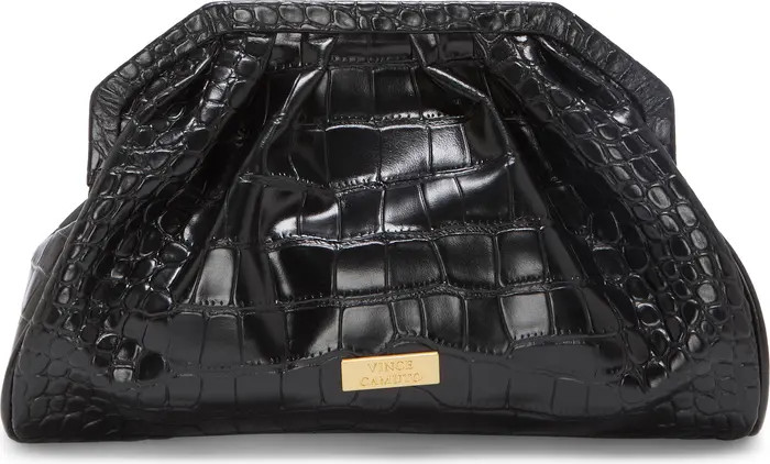 Baklo Croc Embossed Leather Clutch | Nordstrom Rack