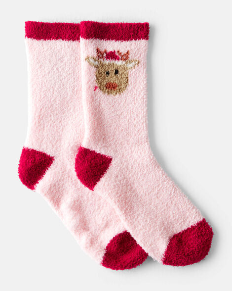 Kid Reindeer Cozy Socks - Pink | Carter's Inc