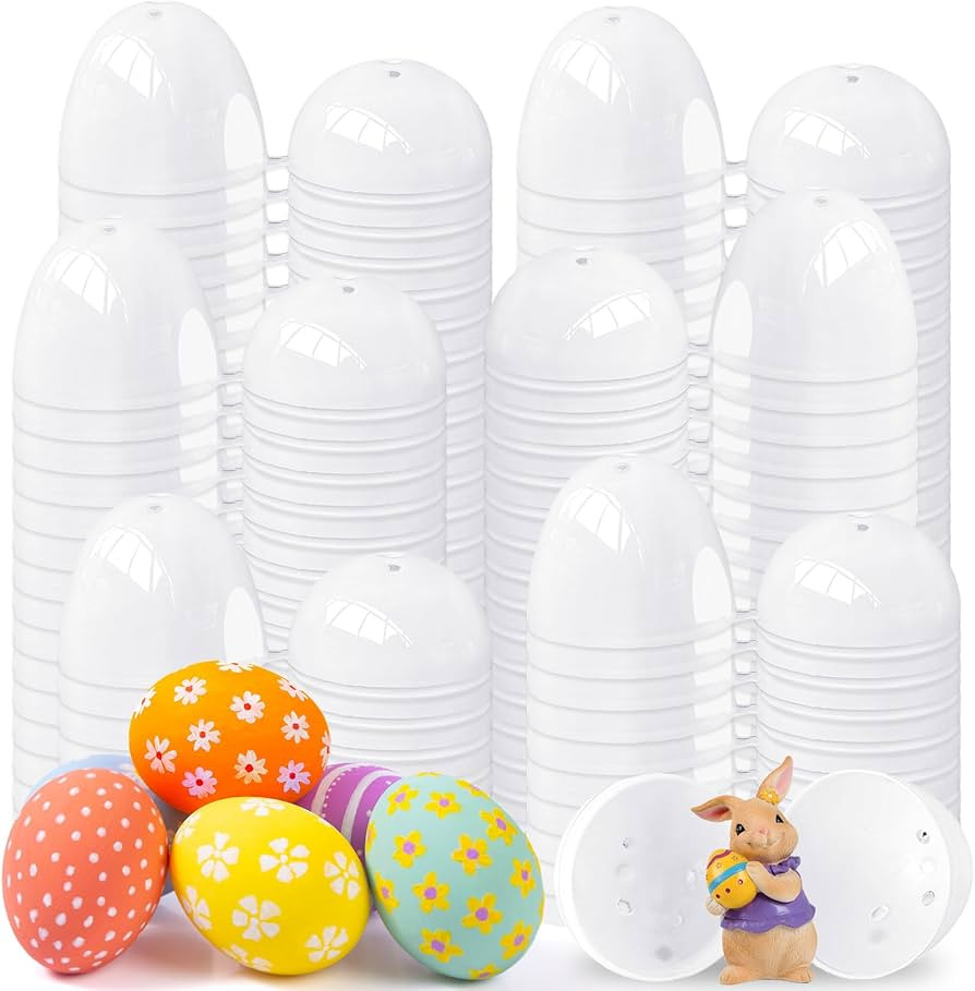Baaxxango 100 Pieces Empty Easter Eggs,Blank White Plastic Eggs,Fillable Empty DIY Easter Eggs Bu... | Amazon (US)