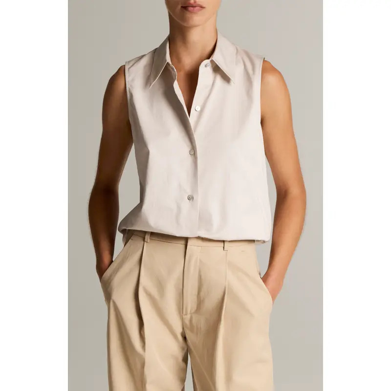 Vince Sleeveless Button-Up Shirt in Ink at Nordstrom, Size Small | Nordstrom