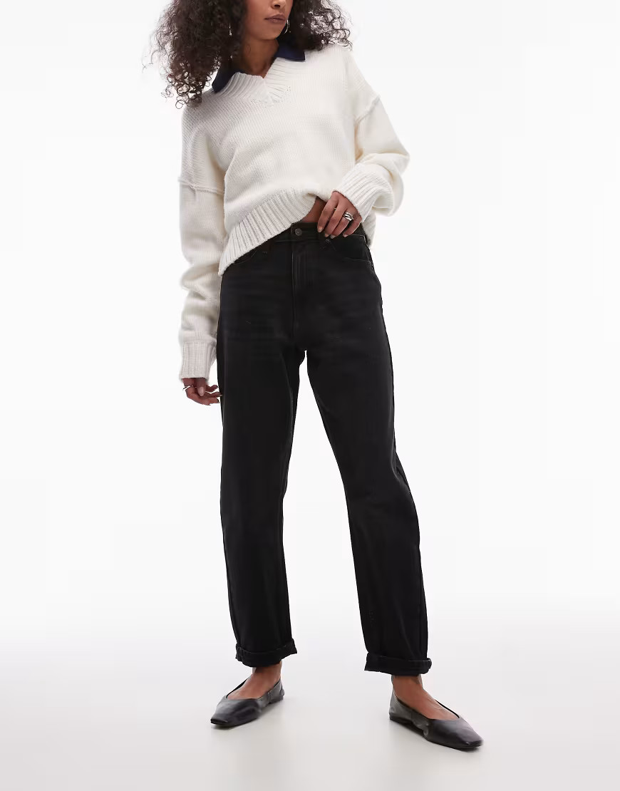 Topshop Original Mom high rise jean in washed black | ASOS (Global)