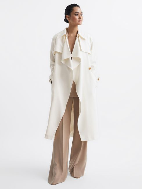 Reiss White Eden Belted Trench Coat | Reiss US