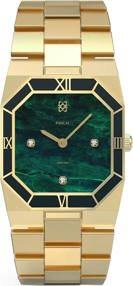PASCAL Octagonal Enamel Diamond Watch for Men Women, Vintage Quartz Stainless Steel Two Hand Watc... | Amazon (US)
