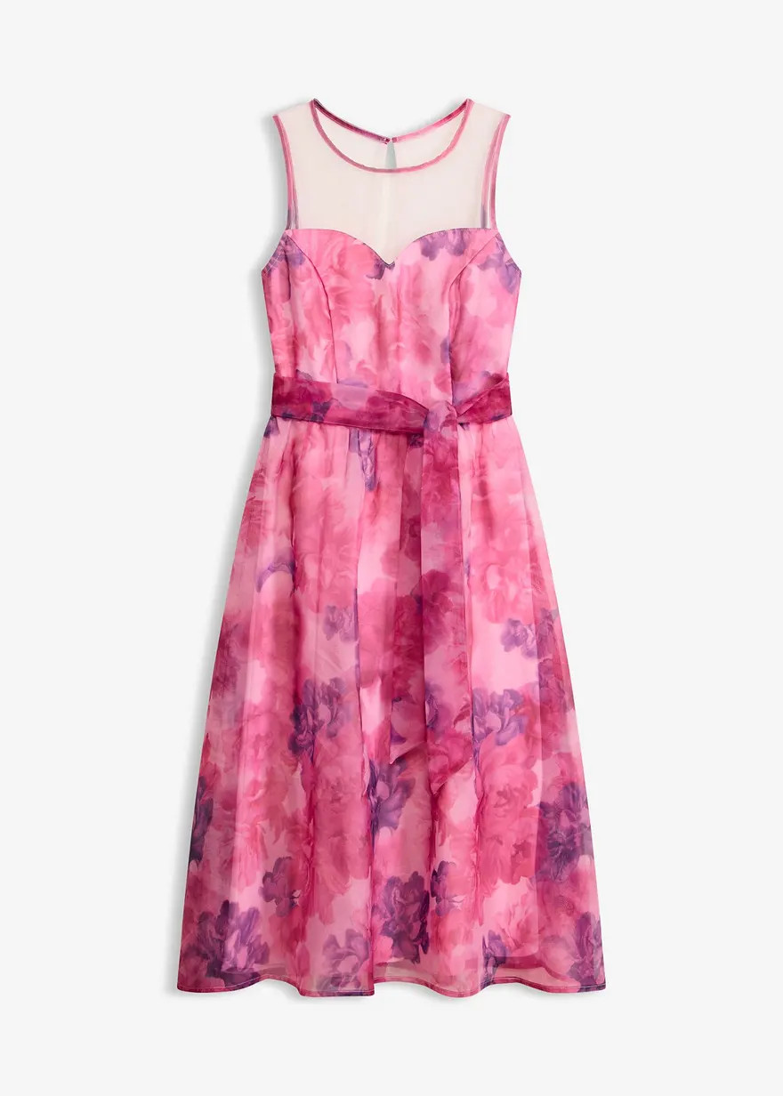 Modern und feminin: Kleid aus zartem T\u00fcll in Midi-L\u00e4nge mit transparentem Mesh-Einsatz ... | Bonprix DE