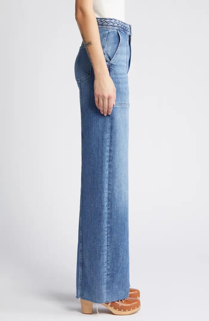 FRAME Braided Waistband Wide Leg Jeans | Nordstrom | Nordstrom